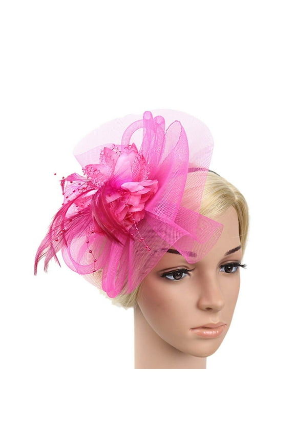 Pink hats for men, Women Fashion Wedding Mesh Hat Fascinator Penny Ribbons And Feathers Party