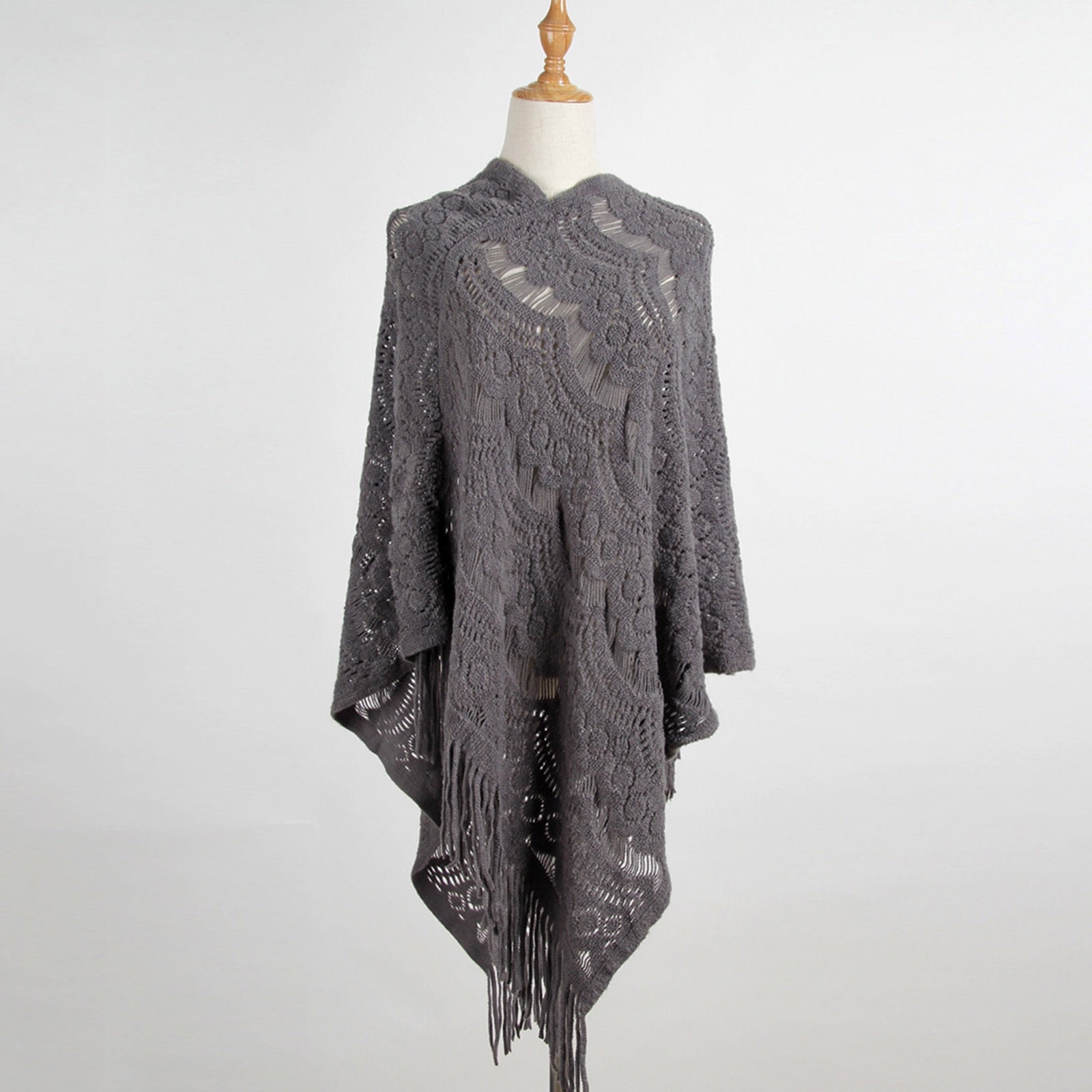 Women's Autumn/Winter Hollow Knit Cape Shawl/Wrap