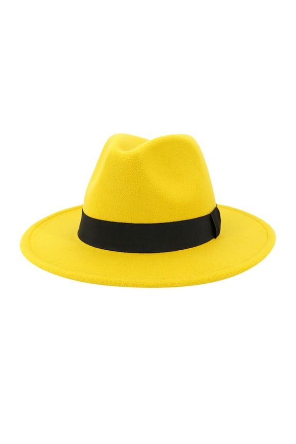 Hat Men Women Vintage Wide Hat with Belt Buckle Adjustable Outbacks Hats, Yellow