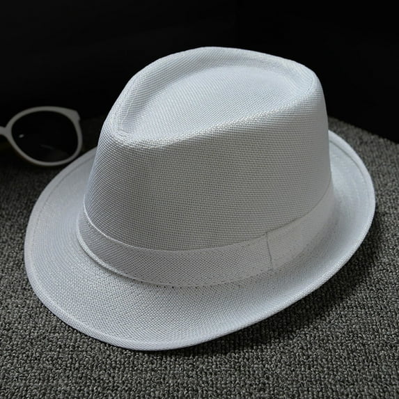 Aligament Men and Women Retro Jazz Hat Soild British Sun Hat Travel Sun Hat Sunshade Hat, White