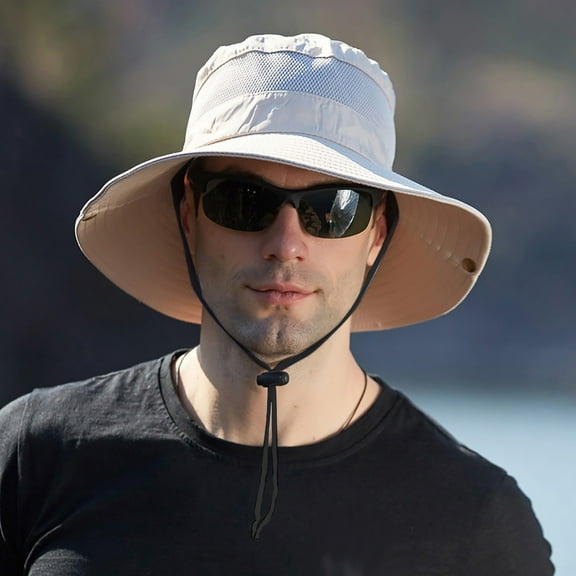 Aligament Men's Sun Protection Floppy Visor Bucket Hat Fishing Hat Wide Brim Cap Foldable Boonie Hat Outdoor Sun Hat for Men Women, Beige