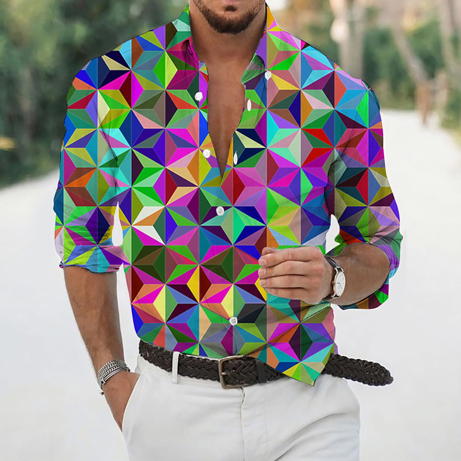 Aligament Mens ElbowLength Lapel Plus Size Hawaiian Casual Graphic