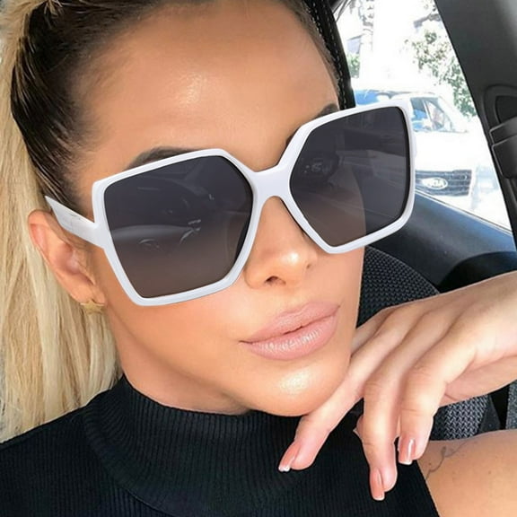 Aligament Oversized Square Frame Sunglasses Womens Retro Vintage Trendy Shades Fashion Big Large Frame Sun Glasses, White