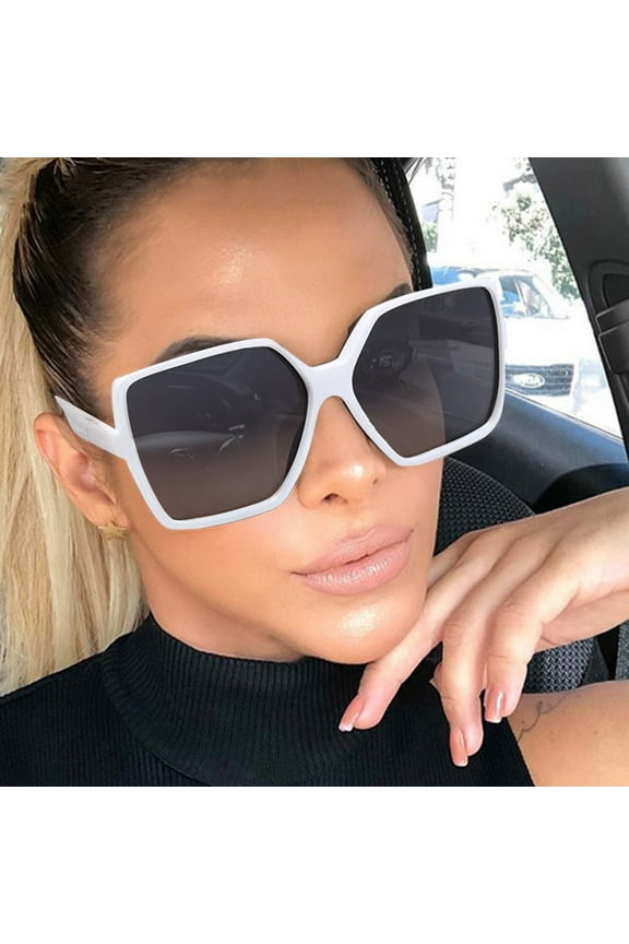 Oversized Square Frame Sunglasses Womens Retro Vintage Trendy Shades Fashion Big Large Frame Sun Glasses, White