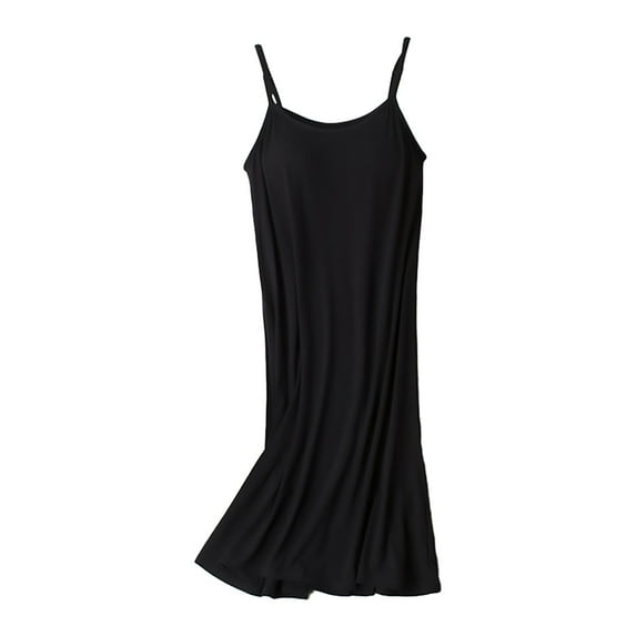 Aligament Pajamas for Women, Women's Solid Color with Bra Pads Bra One Tank Top Dresses, Black M