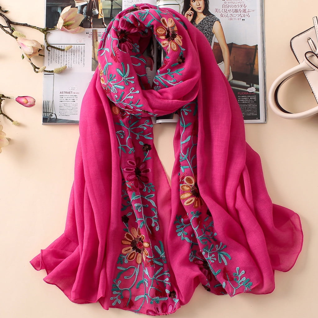 Aligament Pink scarfs for women winter warm, Women's Scarf Embroidery