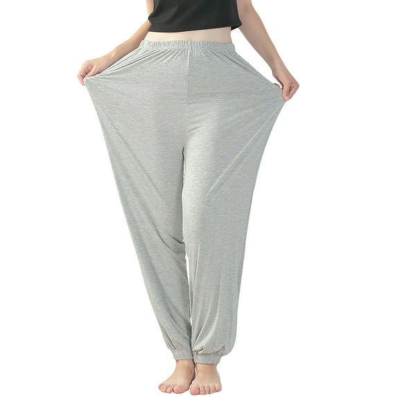 Aligament Plus Size Sweatpants Women, Gray Women's Pants, Women Stretchy Plus Size Pants Solid Color Trouser Casual Loose Baggy with Pockets for Yoga Dance Sport Homewear, 5XL
