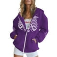 thumbnail image 1 of Aligament Purple Halloween Essentials Hoodie, Polyester Zip Up Hoodie Women, Women’S Skeleton Oversized Zip Up Hoodie Sweashirt Graphic Hoodies Fall Long Sleeve Pullover Tops L, 1 of 1
