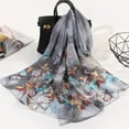thumbnail image 1 of Aligament Silk Scarf for Women 160 * 50cm Women Flower Print Long Soft Wrap Scarf Simulation Silk Shawl Scarves, Black, 1 of 4