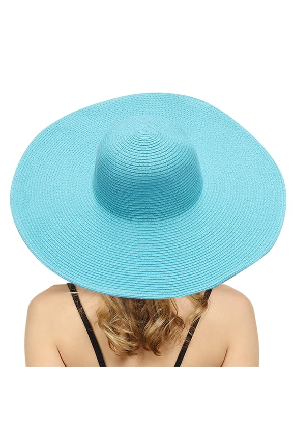 Summer Hats for Women Wide Bongrace Women Straw Beach Hat Little Girl Sun Cap Foldable Ladies Hats Woman Hats, Blue