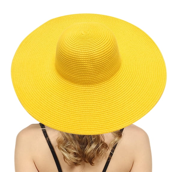 Aligament Summer Hats for Women Wide Bongrace Women Straw Beach Hat Little Girl Sun Cap Foldable Ladies Hats Woman Hats, Yellow