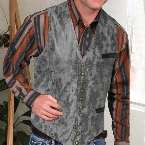 Aligament Tank Tops Men Compression Shirts For Mens Slim Fashion Casual Vest Suede Single Breasted Coat ,Black