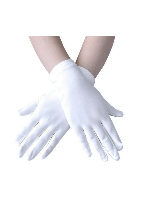 White boxing gloves, Women Fashion Solid Color Short Stretch Ceremonial Dance Gloves