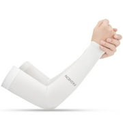 Aligament White football gloves, Unisex Sport Arm Sleeves GloversSun Protect Basketball Sunscreen Riding Sleeve