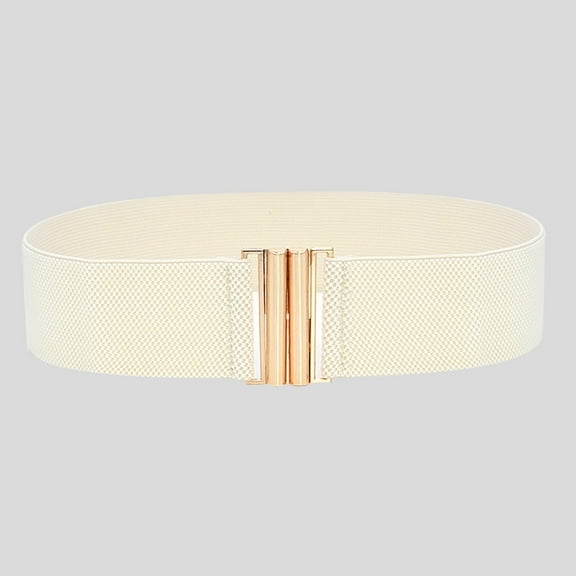 Aligament Wide Elastic Belt for Women, Stretch Waist Belt Ladies Dress Buckle Belt Vintage Cinch Belt Adjustable Waistband, Beige