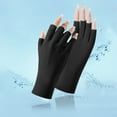 thumbnail image 1 of Aligament Women Sunblock Fingerless Gloves Summer Ultraviolet Radiation Protection Driving Glove Non Slip for Outdoor Activities, Black, 1 of 3