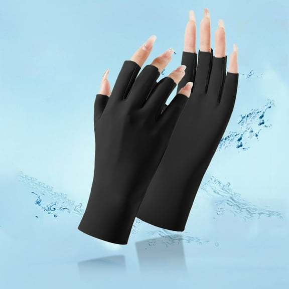 Aligament Women Sunblock Fingerless Gloves Summer Ultraviolet Radiation Protection Driving Glove Non Slip for Outdoor Activities, Black
