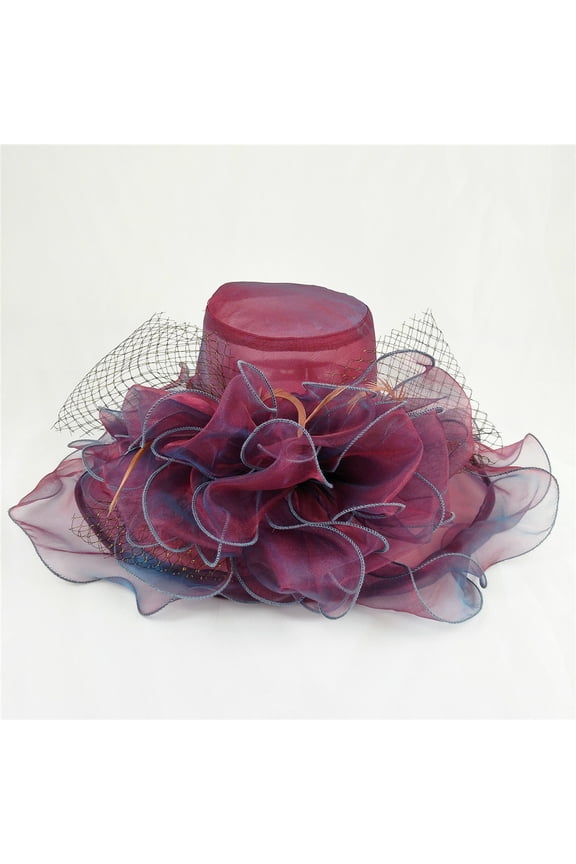 Women's Church Fascinator Cap Tea Party Wedding Hat Kentucky Derby Church Dress Hat for Women Fascinator Bridal Tea Party Wedding Hat Wide Brim, Red