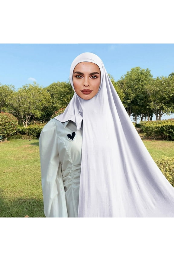 Women's Elegant Modest Muslim Islamic Ramadan Soft Lightweight Jersey Hijab Long Scarf, White