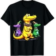 thumbnail image 1 of Aligator Crocodiles Louisiana Mardi Gras Graphic Black T-Shirt for Men and Women, 1 of 4