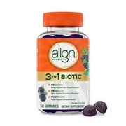 Align Probiotic، علكة حيوية 3 في 1، بريبايوتيك + بروبيوتيك + بوستبيوتيك، بروبيوتيك للنساء، يساعد على تخفيف الانتفاخ العرضي*، نكهة التوت الأسود، 50 علكة
