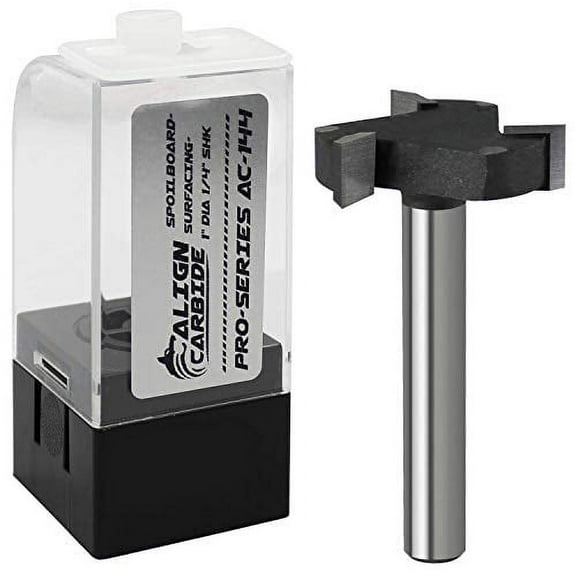 Align Carbide, CNC Spoilboard Surfacing, Slab Flattening Router Bit, 3 Wing, 1 inch Cutting Diameter, 1/4 inch Shank, CNC Router Pro-Series.
