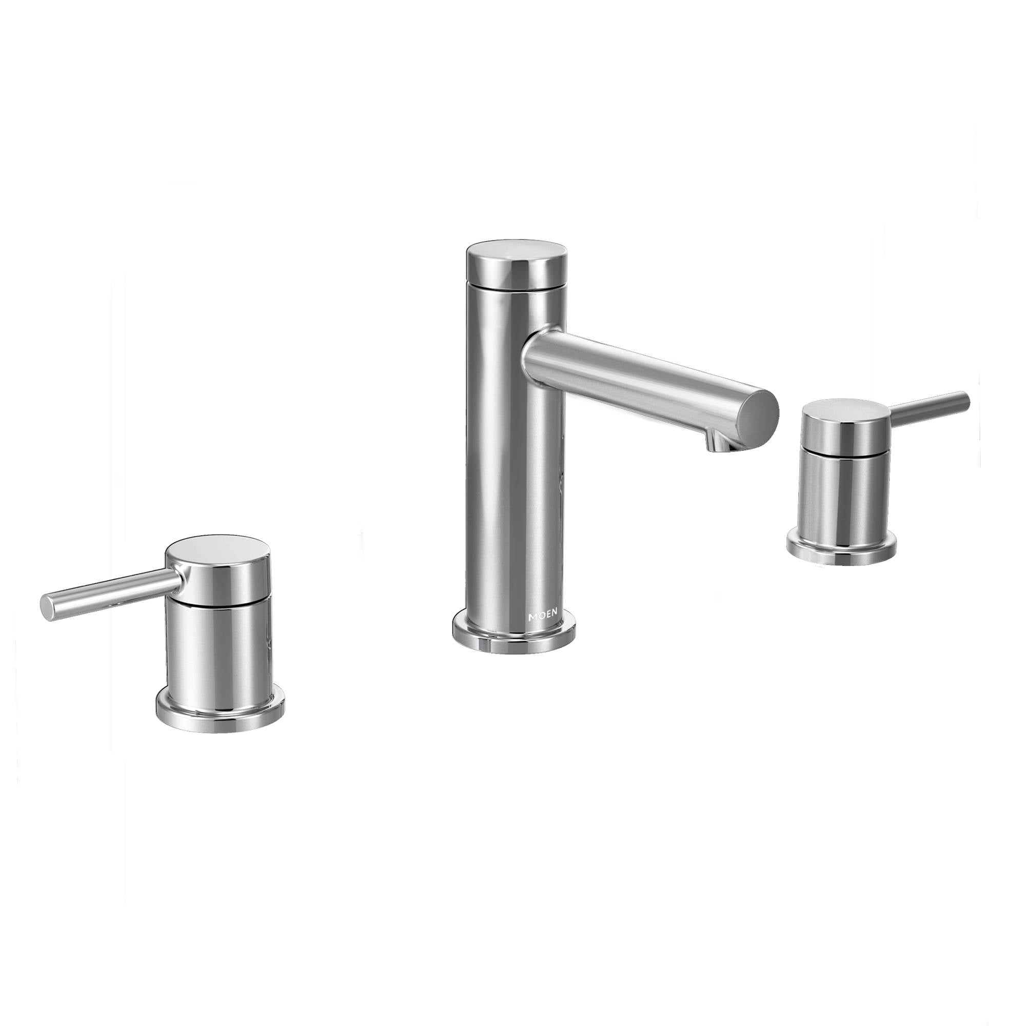 Chrome Modern Widespread Bathroom Faucet with Metal Handles