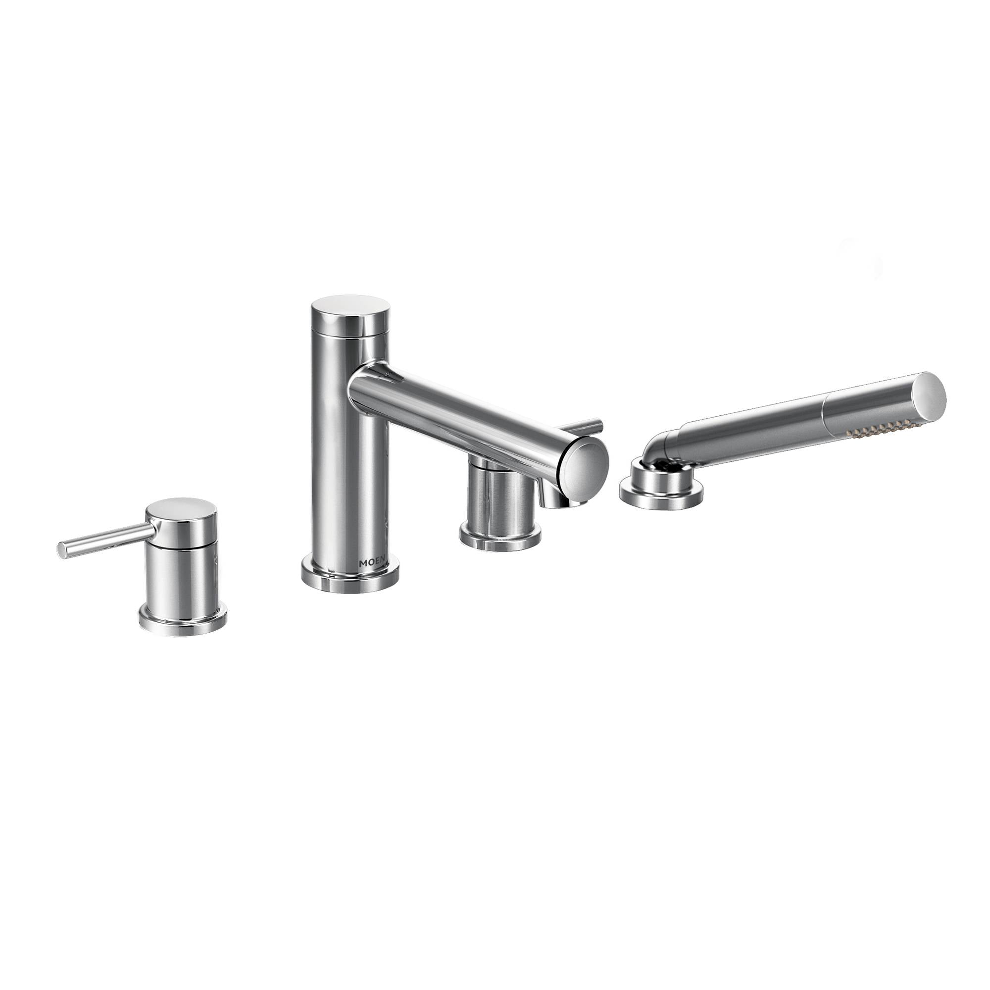Elegant Gold Double Handle Deck Mounted Roman Tub Faucet with Handshower
