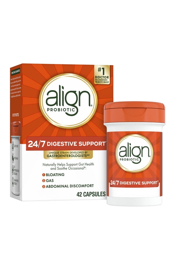 Probiotic, 24/7 Digestive Support*, Probiotics for Women and Men, Probiotics for Digestive Health, Men and Womens Probiotic Capsules Help Relieve Occasional Bloating & Gas*, 42 Capsules