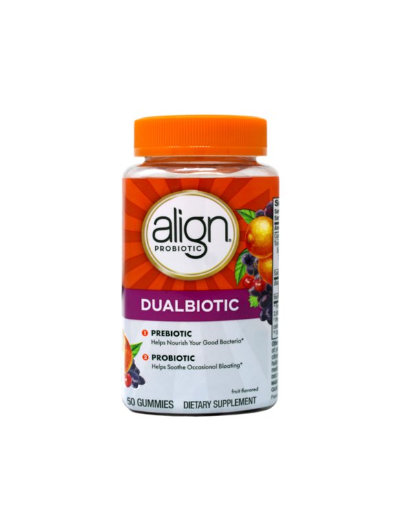 DualBiotic Prebiotic and Probiotic Gummies Dietary Supplement Fruit Flavored 50 Gummies