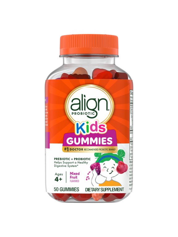 Kids Probiotic Supplement Gummies, Natural Fruit Flavors, 50 Count