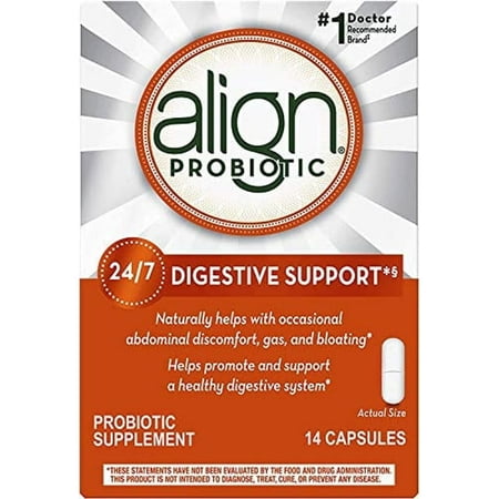 Align Probiotic, #1 Brand, Helps with Occasional Gas, Abdominal Discomfort, Bloating to Support a Healthy Digestive System 24/7, 14 Capsules