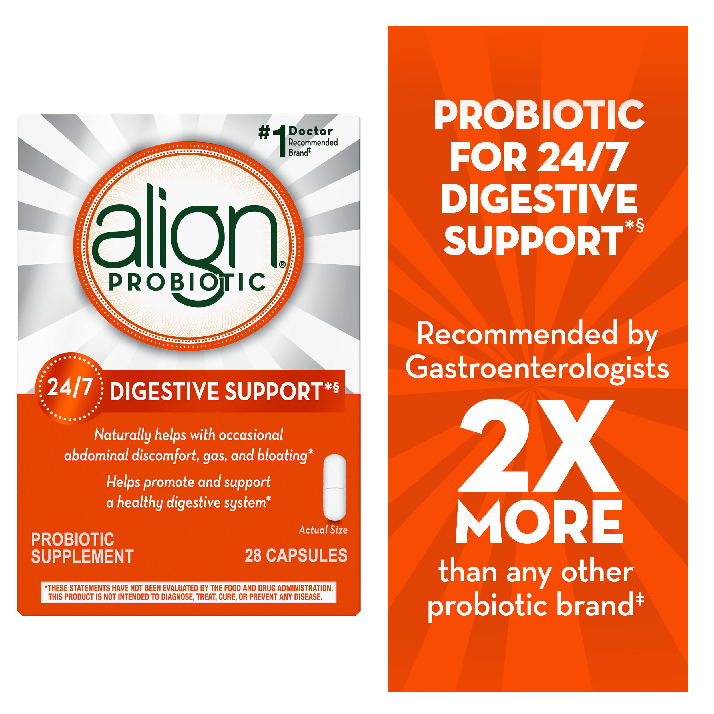Align Probiotic Capsules, Men and Women's Daily Probiotic Supplement for Digestive Health, 28 Ct - image 1 of 11