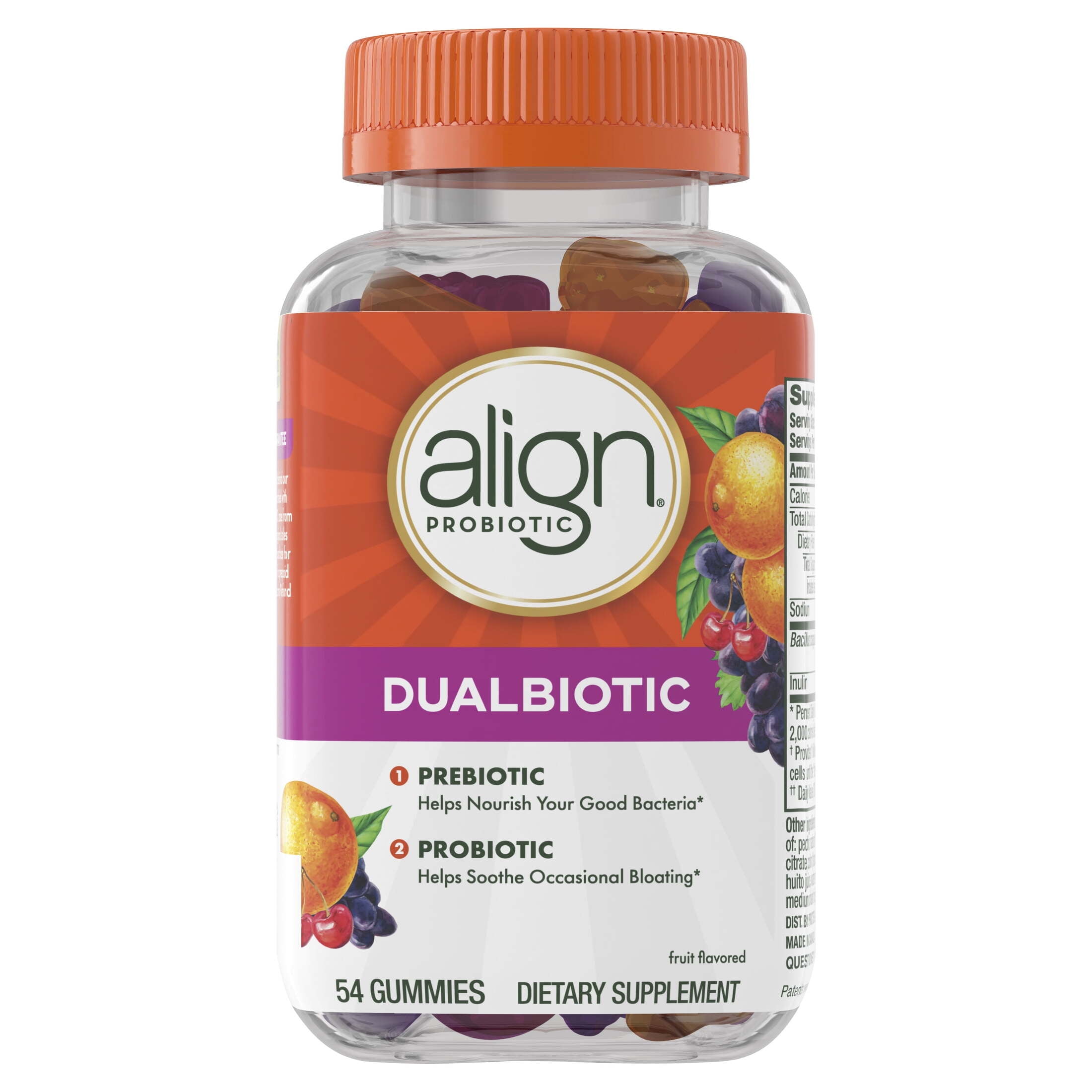 Align Probiotic DualBiotic Gummies, Daily Prebiotic + Probiotic Supplement, 54 Count