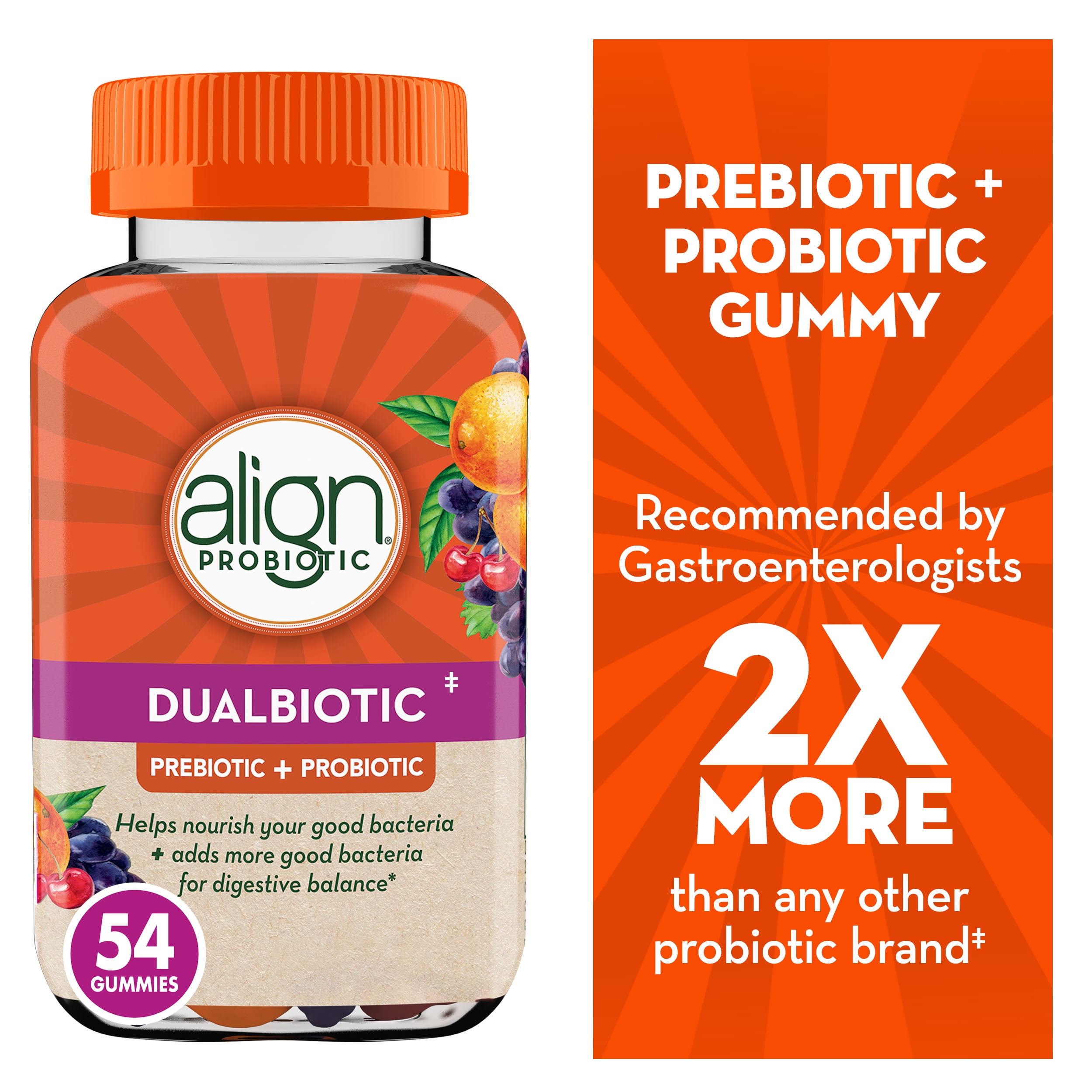 Align Probiotic Dualbiotic Gummies, Unisex Prebiotic & Probiotic