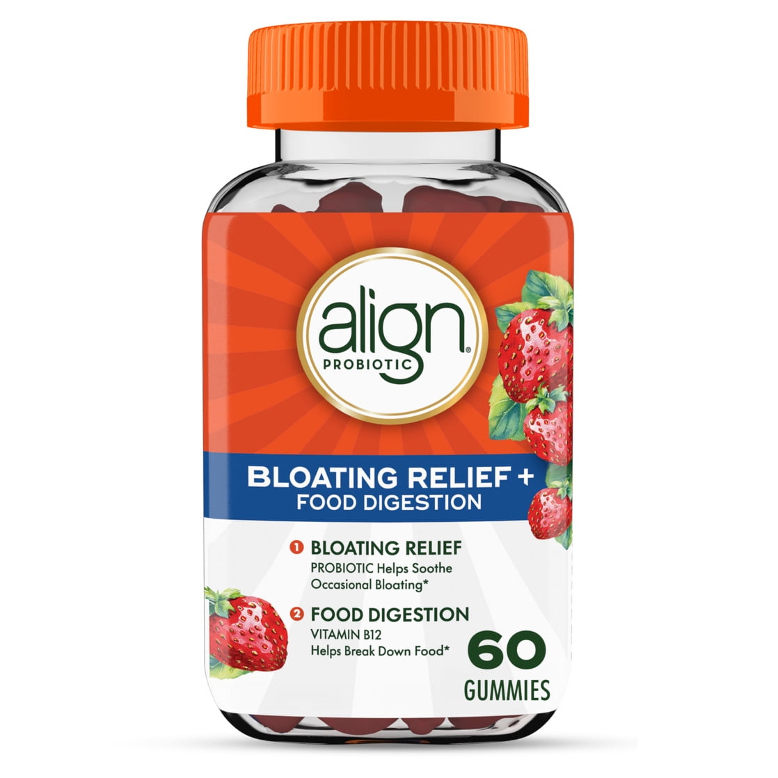 Align Probiotic Gummies Bloating Relief + Food Digestion, Daily Probiotic Supplement, 60 Count