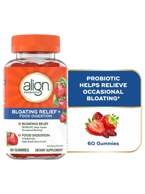 Probiotic Gummies Bloating Relief + Digestion, Daily Probiotic Supplement, 60 Gummies