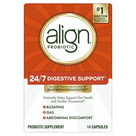 Align Probiotic, 24/7 Digestive Support*, Probiotics for Women and Men, Probiotics for Digestive Health, Men and Womens Probiotic Capsules Help Relieve Occasional Bloating & Gas*, 14 Capsules