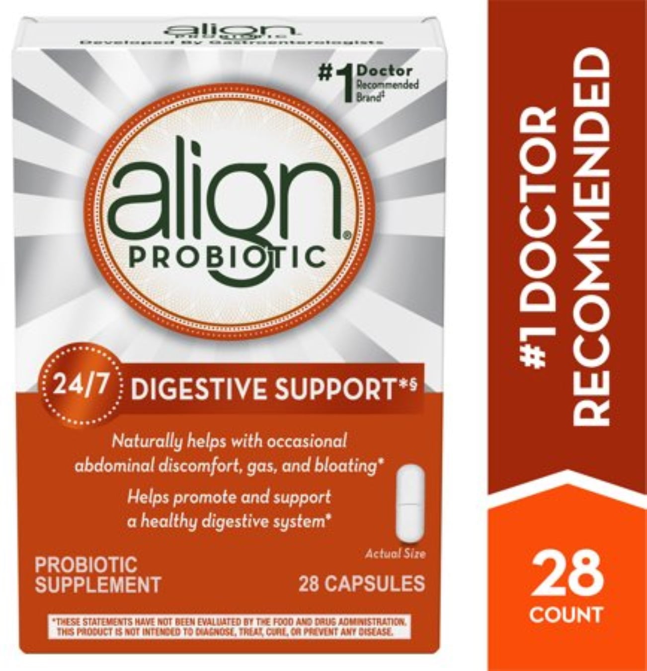 Align Probiotic Supplement 24/7 Digestive Support, 28 Capsules (Pack of