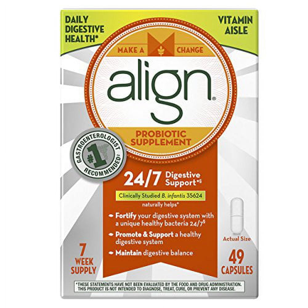 Align Probiotic Supplement, 24/7 Digestive Support with Bifantis, 49 Capsules
