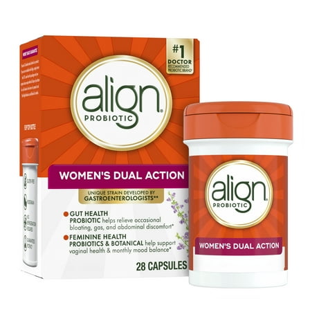 Align Probiotic Women's Dual Action Capsules, Daily Probiotic Supplement for Feminine Health, 28 Count
