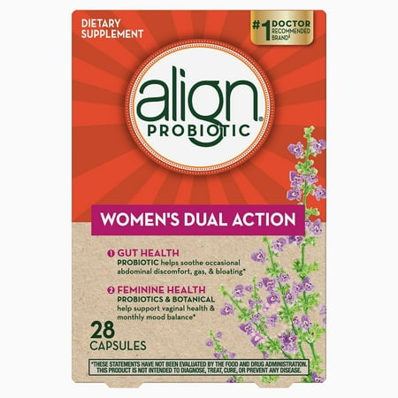 Align Probiotic Women's Dual Action Capsules, Daily Probiotic Supplement for Feminine Health, 28 Ct