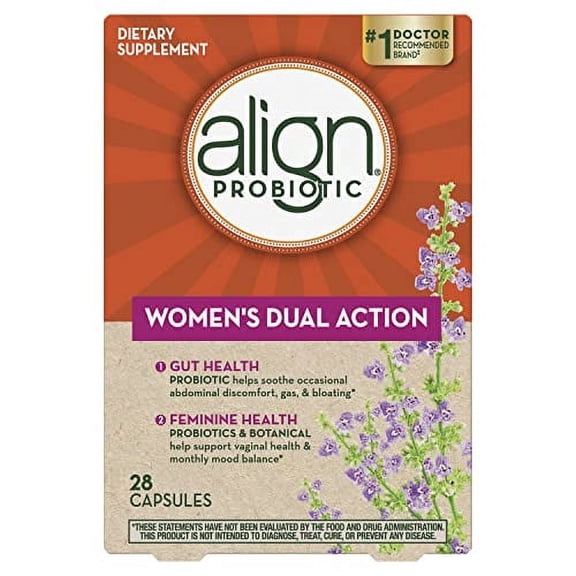 Align Women's Dual Action Probiotic, Probiotics Help Soothe Occasional Abdominal Discomfort, Gas, Bloating, and Balance Feminine Health, Chaste Tree Botanical Helps Stabilize Monthly Mood, 2