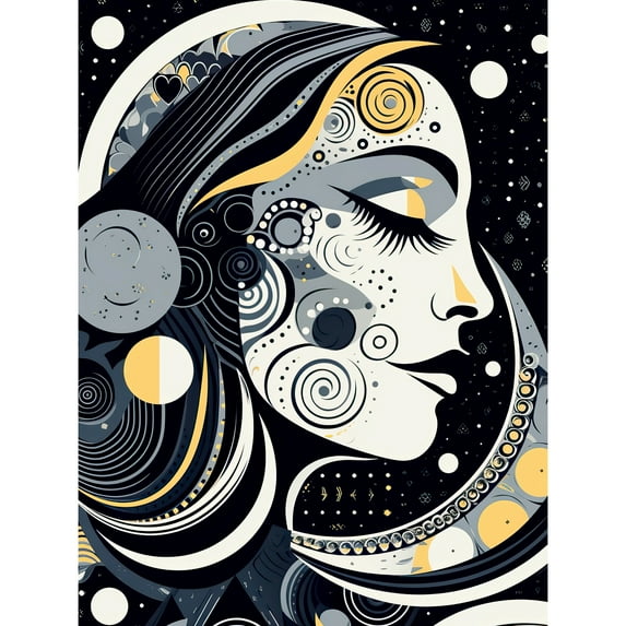 Aligned with the Universe Boho New Moon Goddess Mother Nature Sky Patterns Large Wall Art Poster Print Thick Paper 18X24 Inch
