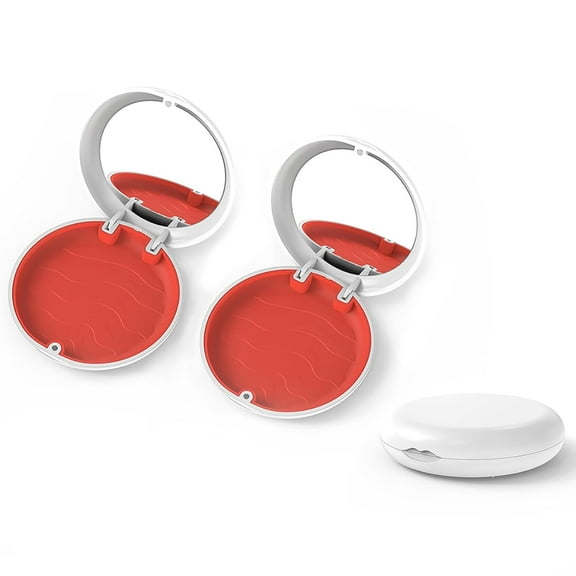 Aligner and Retainer Case, 2PCS Solid Orthodontic Aligner Retainer Case Denture False Box, Mouthguard Case Holder Protective Case with Mirror for Oral Care Dentisty - White