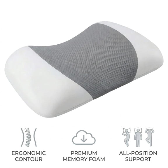 Alignex Pro Sciatica Pillow – Ergonomic Memory Foam Lumbar Support Pillow for Bed, Lower Back Support Pillow for Sleeping, Waist Support Cushion for Side, Back, and Stomach Sleepers(gray)