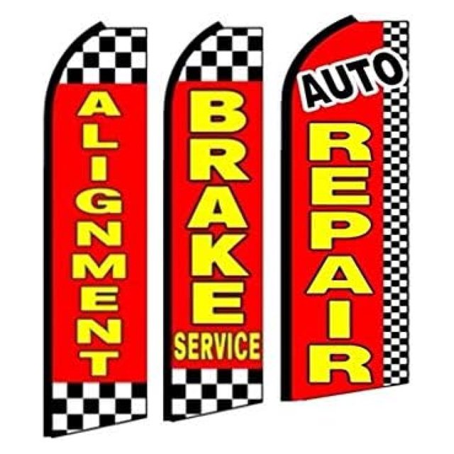 Alignment, Brake Service, Auto Repair King Swooper Flag Sign Pack of 3