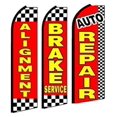 Alignment, Brake Service, Auto Repair King Swooper Flag Sign Pack of 3