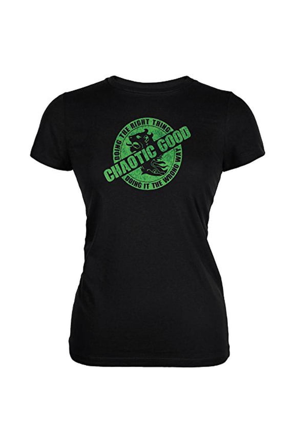 Alignment Chaotic Good Juniors Soft T Shirt Black MD