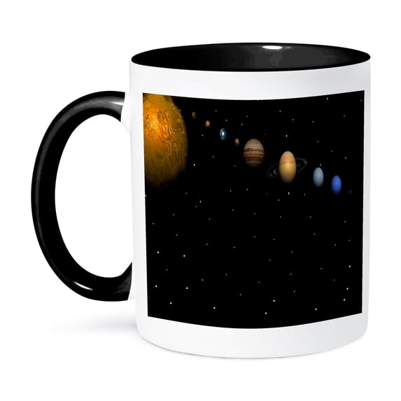 3dRose, Alignment of Our Solar System, 15oz Two-Tone Black Mug